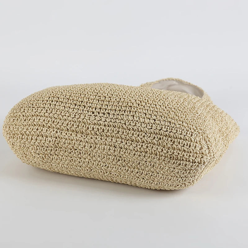 Woven Straw Beach Bag for Women Summer Travel Tote Large Cosmetic Bucket