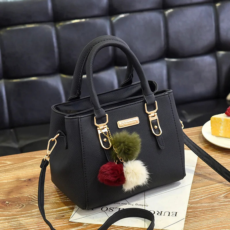 Women Beading Pendant Handbag Ladies Embossed Shoulder Bag
