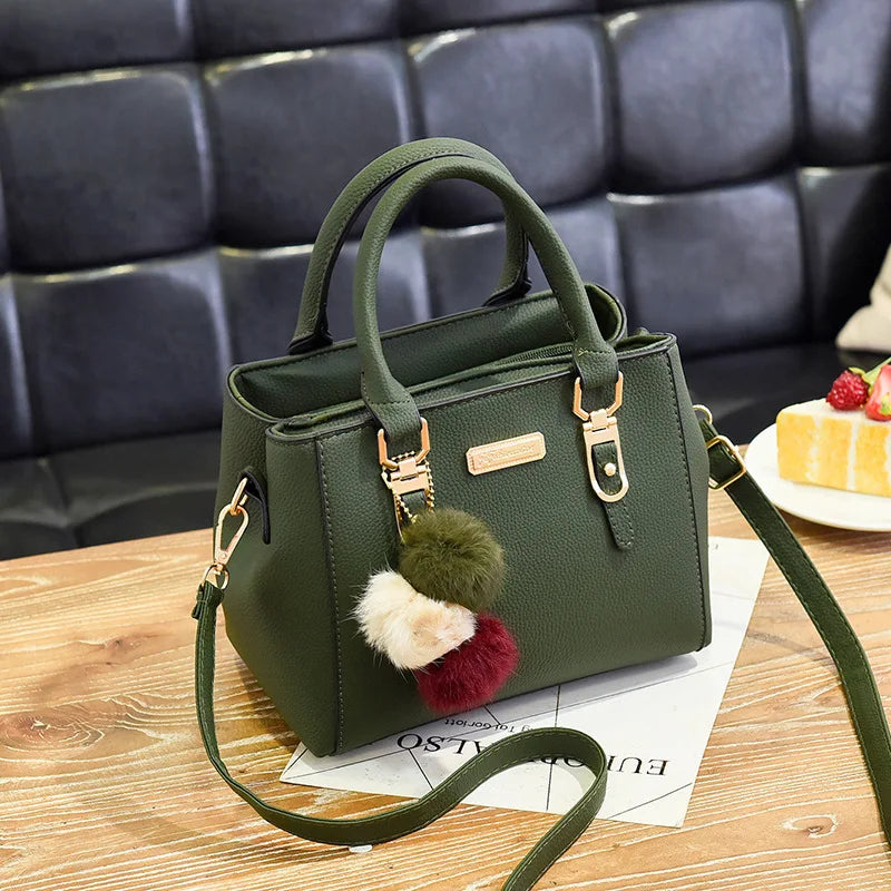 Women Beading Pendant Handbag Ladies Embossed Shoulder Bag