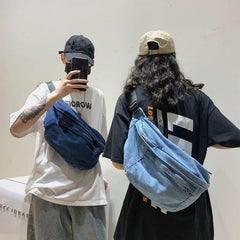 Denim Crossbody Sling Chest Bag Hip Hop Bum Travel Purse Phone Pouch
