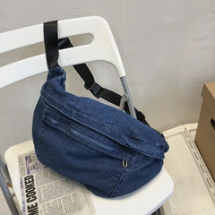 Denim Crossbody Sling Chest Bag Hip Hop Bum Travel Purse Phone Pouch