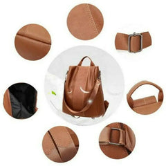 Women Big Brown Backpack Lady Satchel School Rucksack Bag
