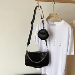 Women Crossbody Bag Retro Chain PU Leather Shoulder Bags Messenger Bag