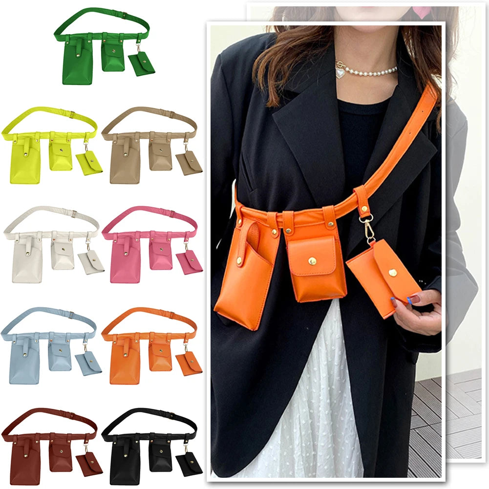 Women Leather Fanny Pack Belt Bag High Capacity Waterproof Waist Bags