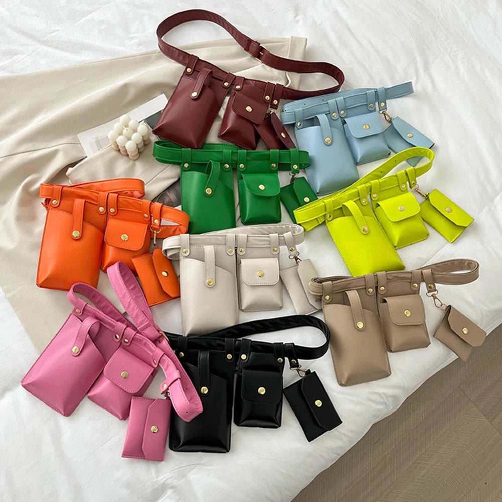 Women Leather Fanny Pack Belt Bag High Capacity Waterproof Waist Bags