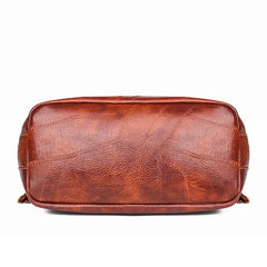 Vintage Soft Leather Bucket Bag for Women Shoulder Cross Body Handbag
