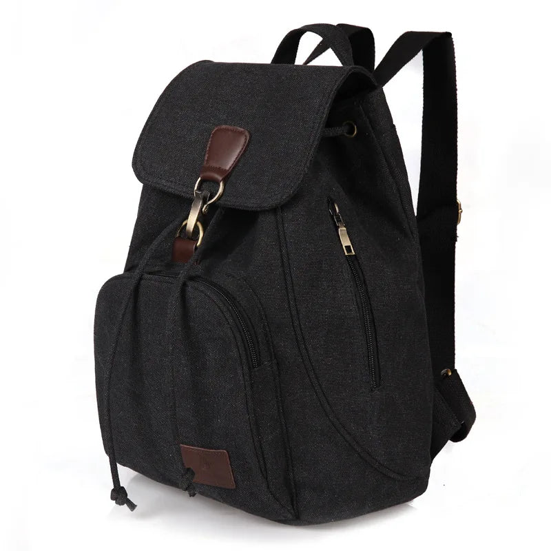 Vintage Canvas Backpack for Women, Drawstring Shoulder Bag for Teenage Girls