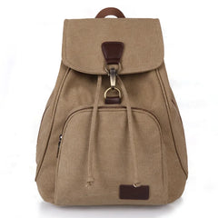 Vintage Canvas Backpack for Women, Drawstring Shoulder Bag for Teenage Girls