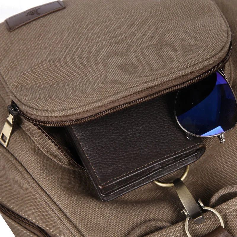 Vintage Canvas Backpack for Women, Drawstring Shoulder Bag for Teenage Girls