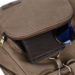 Vintage Canvas Backpack for Women, Drawstring Shoulder Bag for Teenage Girls