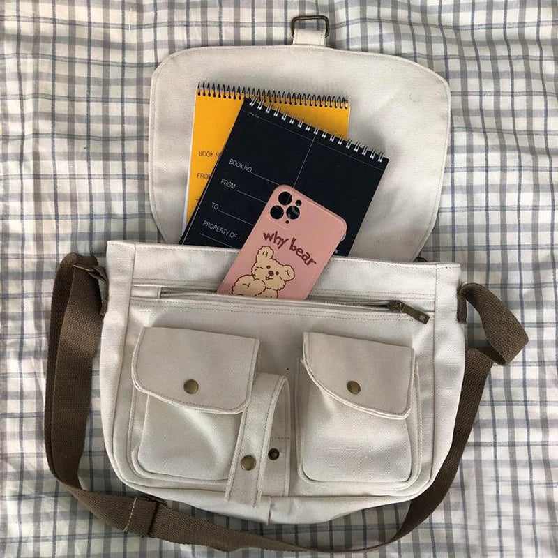 Japanese Harajuku Canvas Messenger Bag Vintage Crossbody Sac