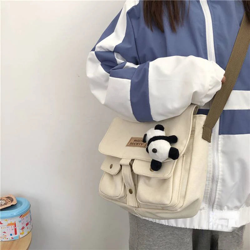Japanese Harajuku Canvas Messenger Bag Vintage Crossbody Sac