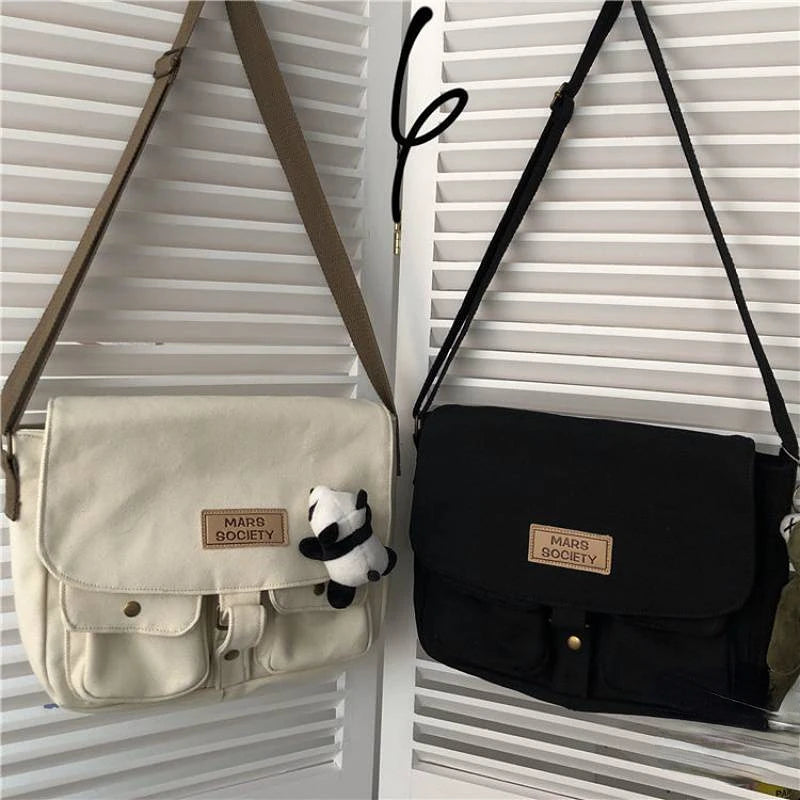 Japanese Harajuku Canvas Messenger Bag Vintage Crossbody Sac