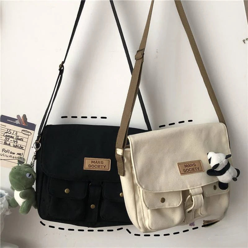 Japanese Harajuku Canvas Messenger Bag Vintage Crossbody Sac