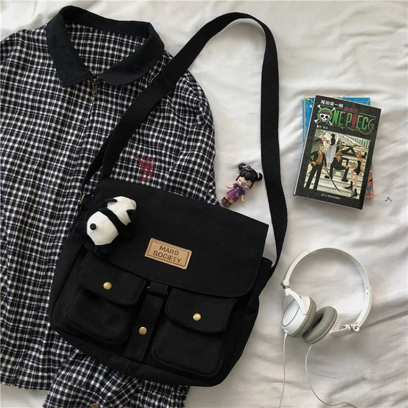 Japanese Harajuku Canvas Messenger Bag Vintage Crossbody Sac