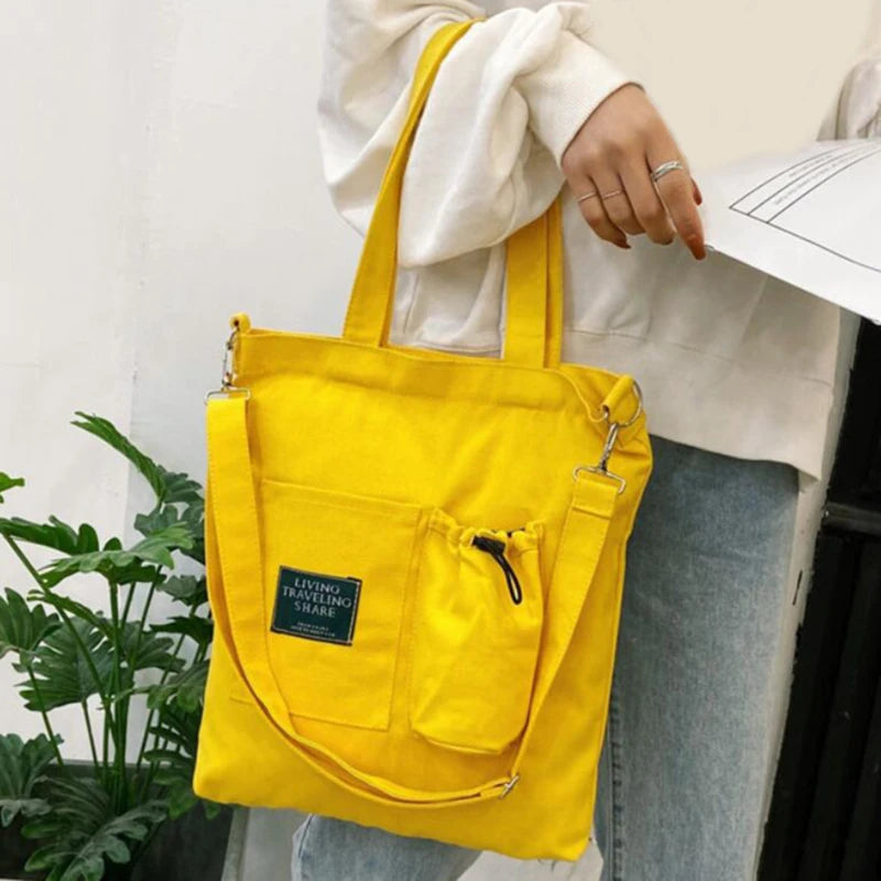 Canvas Shoulder Bag Eco Friendly Reusable Tote Shopper Large Capacity