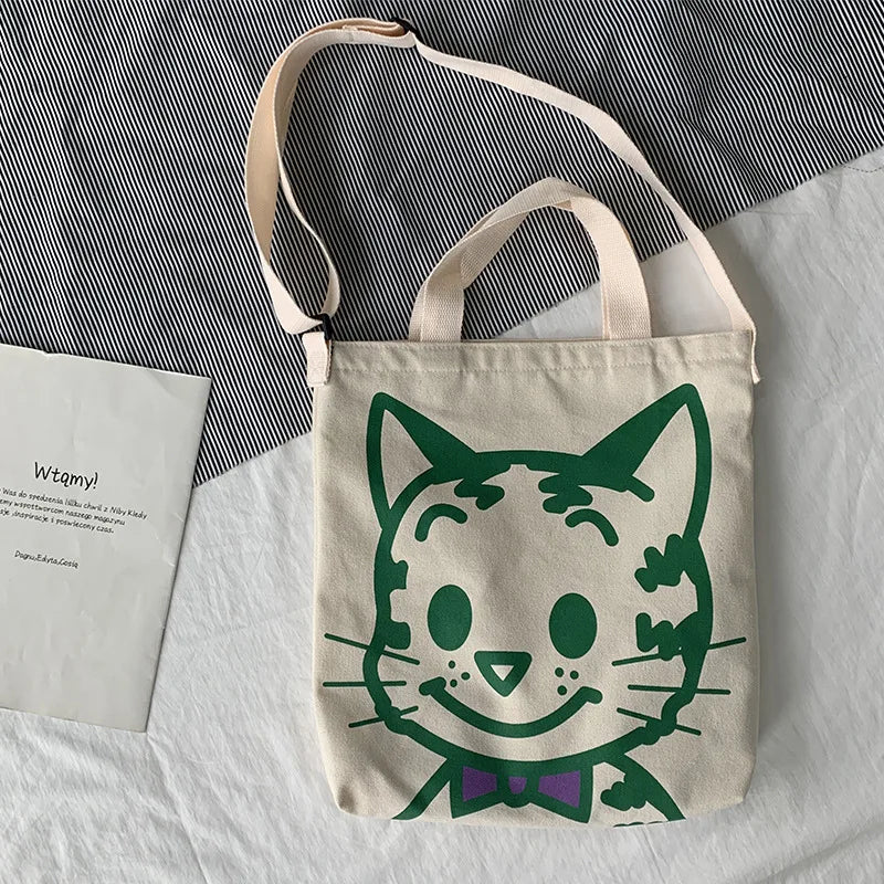 Women Canvas Crossbody Bag Cartoon Shoulder Canvas Bag For Girl