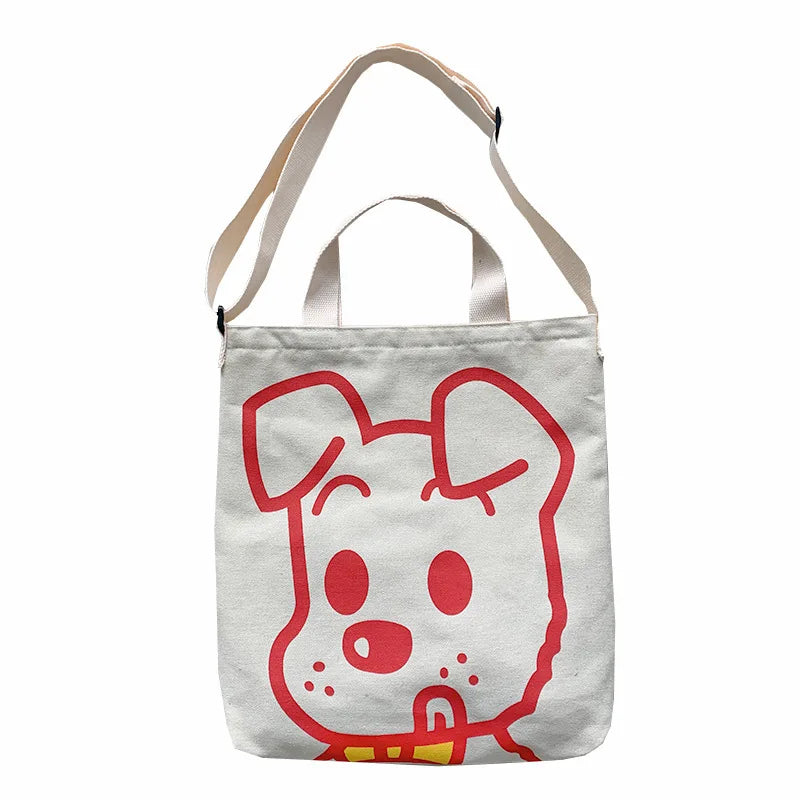 Women Canvas Crossbody Bag Cartoon Shoulder Canvas Bag For Girl