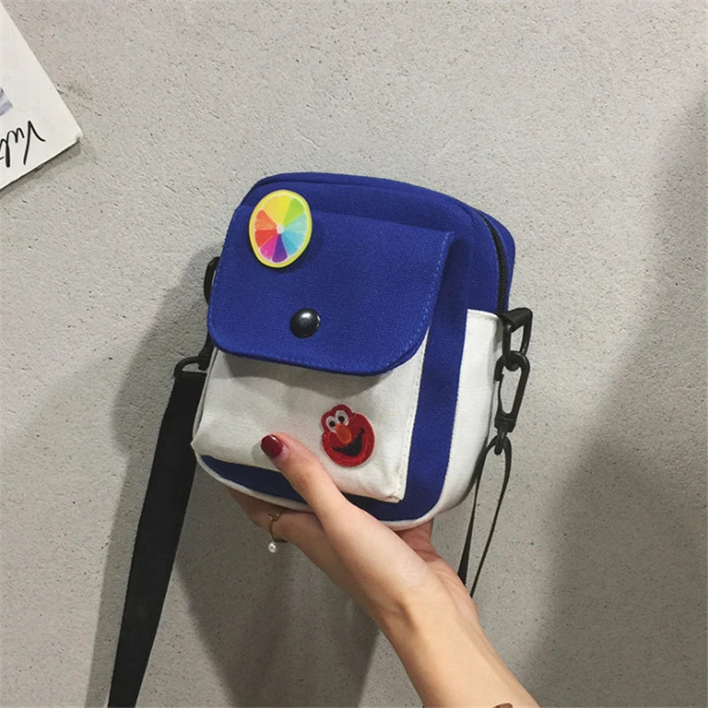 Women Canvas Mini Student Bag Cell Phone Crossbody Casual Ladies Shoulder Bag