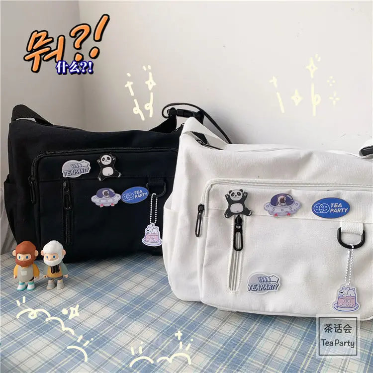 Canvas Shoulder Bag Large Capacity Crossbody Bags for Teenager Girl