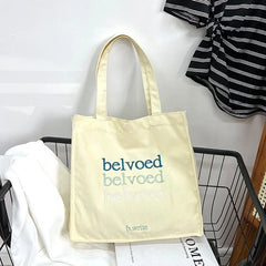 Women Canvas Shoulder Bag Embroidered Daily Shopping Bags