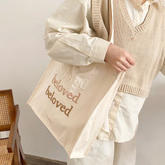 Beloved Embroidery Canvas Shoulder Bag for Women Daily Shopping