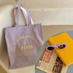 Embroidered Canvas Shoulder Bag for Daily Shopping Girls