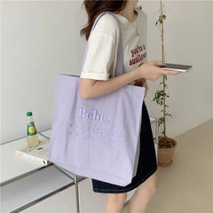 Women Canvas Shoulder Bag Large Capacity Ladies Casual Handbag Tote Bag