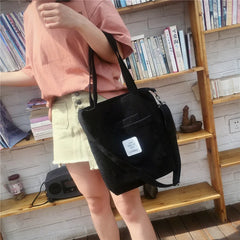 Women Canvas Shoulder Bag Corduroy Tote Crossbody Shopping Bag