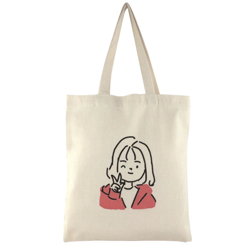 Women Canvas Shoulder Bag Casual Handbag Tote Large Capacity Shopping Bag