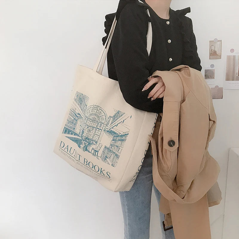 Canvas Shoulder Bag London Daunt Books Daily Shopping Bags Large Tote For Girls