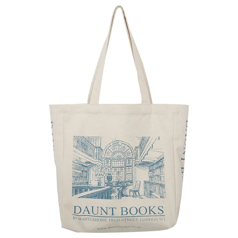 Women Canvas Shoulder Bag London Daunt Books Shopping Bags
