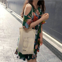 Women Canvas Shoulder Bag Print Shopping Bags Cotton Handbags Tote For Girls