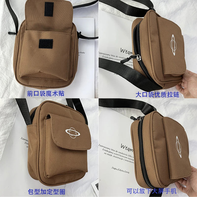 Women Canvas Shoulder Bag Small Cotton Messenger Crossbody Purse