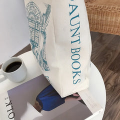Women Canvas Shoulder Bags Daunt Books Print Tote Female Travel Handbags