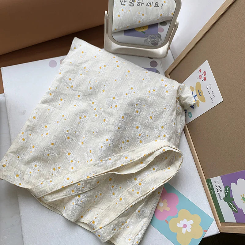 Women Canvas Shoulder Bags Daisy Handbag Casual Tote Literary Books Bag