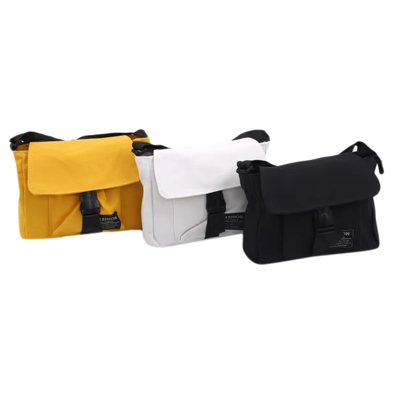 Canvas Shoulder Bag with Frog Pendant