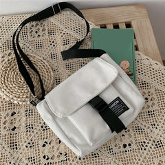 Canvas Shoulder Bag with Frog Pendant