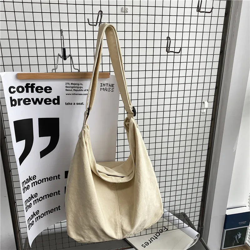 Women Canvas Shoulder Bag Large Capacity Handbag Tote Solid C