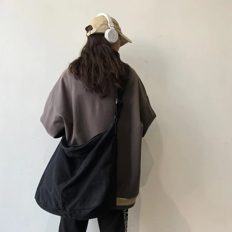 Women Canvas Shoulder Bag Large Capacity Handbag Tote Solid C