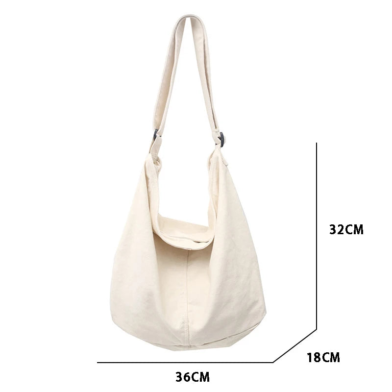 Women Canvas Shoulder Bag Large Capacity Handbag Tote Solid C