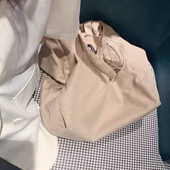 Women Canvas Shoulder Bags Plaid Large Capacity Handbags Lazy Tote Bag