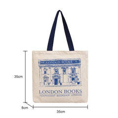 London Bookshop Print Canvas Tote Bag