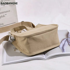 Canvas Zipper Shoulder Bag Small Handbag Eco Crossbody Bag Vintage Purse