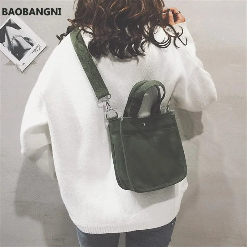 Canvas Zipper Shoulder Bag Small Handbag Eco Crossbody Bag Vintage Purse