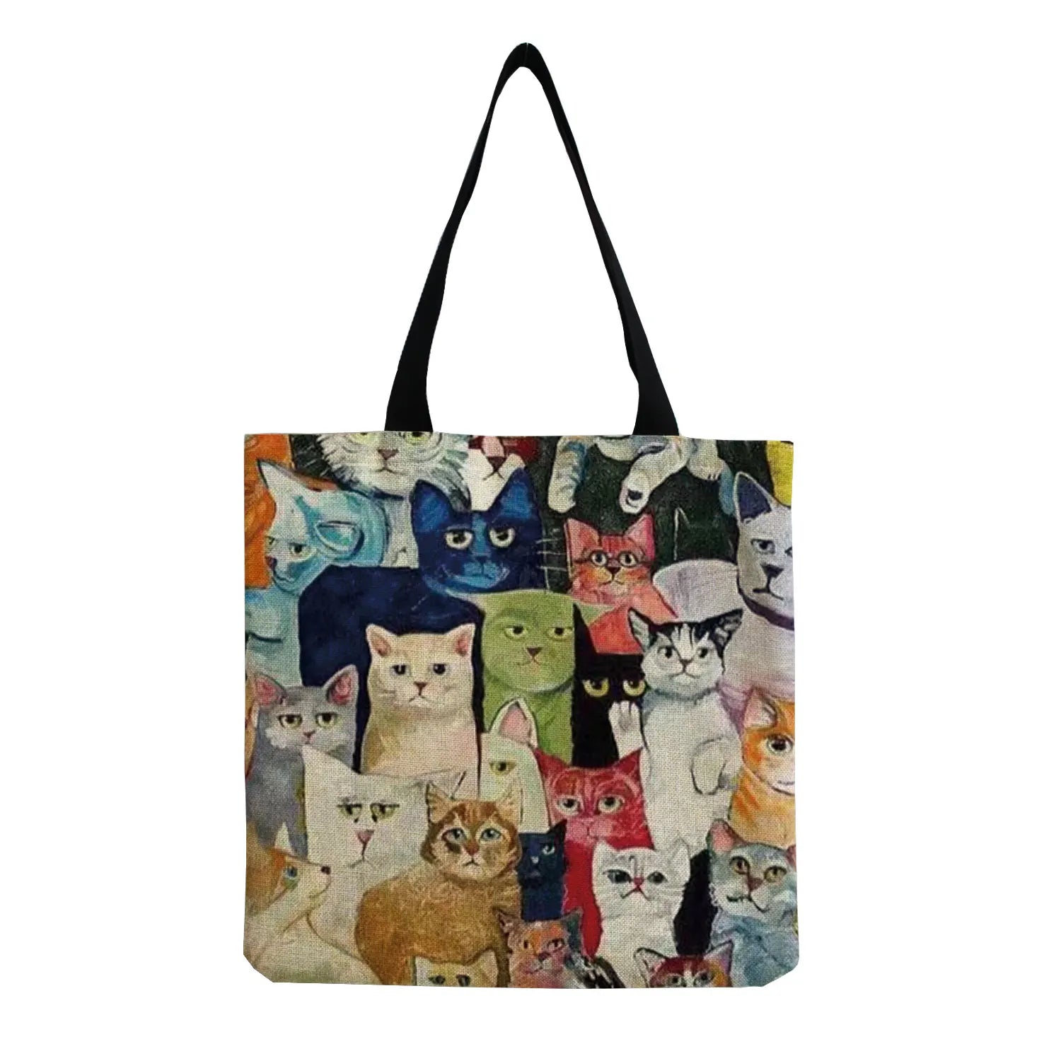Women Cartoon Cat Beach Bag Shoulder Tote Bag