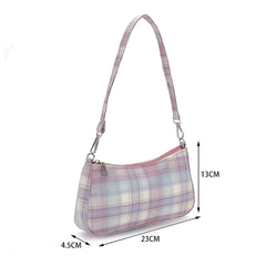 Plaid Printed Soft Underarm Purse Handbag