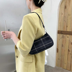 Plaid Printed Soft Underarm Purse Handbag