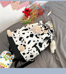 Women Casual Backpack Cow Style Daypack Lightweight Laptop Bookbag Shoulder Bags