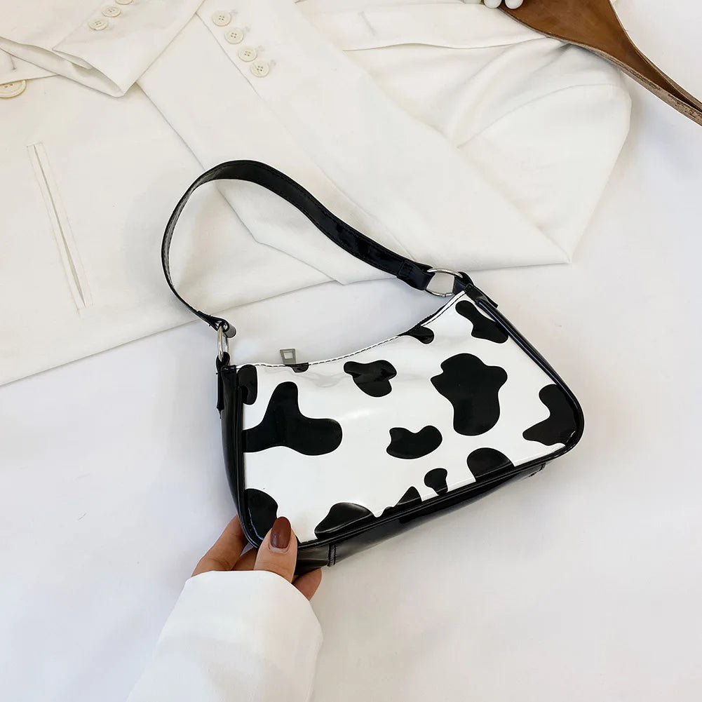 Women PU Leather Animal Cow Printed Shoulder Bag